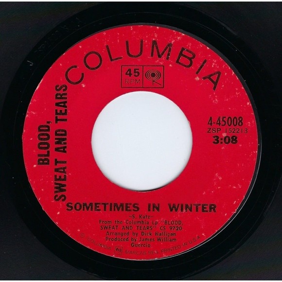 Blood, Sweat & Tears ~ 45 Vinyl Record ~ And When I Die / Sometimes In Winter - Picture 2 of 2